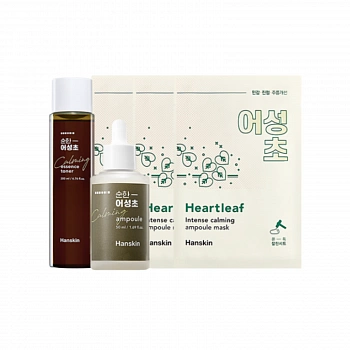 Успокаивающий набор средств с экстрактом хауттюнии (Тонер-пады, тонер, набор масок) Soonhan Houttuynia Calming Toner Pad & Toner & Mask Set