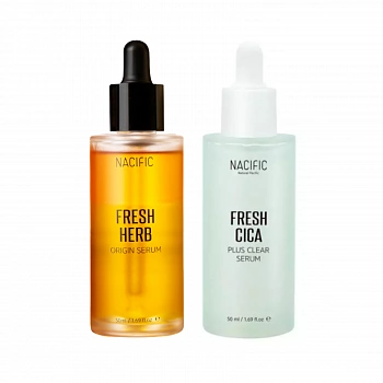 Двухслойная сыворотка для проблемной кожи + Успокаивающая сыворотка с центеллой Fresh Herb Origin Serum & Fresh Cica Plus Clear Serum